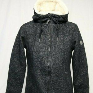 NEW* 1 Madison Ladies' Knit Jacket(black tweed)faux fur lined